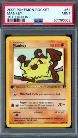 PSA 9 Pokemon 2000 1st Edition Team Rocket Mankey #61 - Image 1