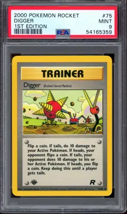 PSA 9 Pokemon 2000 Team Rocket 1st Edition Digger Trainer #75 - Image 1