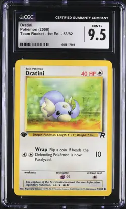 CGC 9.5 MINT Dratini Team Rocket 1st Edition 53/82 Pokemon - Image 1