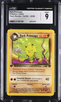 CGC 9 MINT Dark Primeape Team Rocket 1st Edition 43/82 Pokemon - Image 1