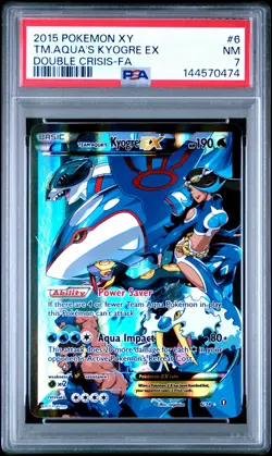2015 POKEMON XY DOUBLE CRISIS #6 FULL ART/TEAM AQUA'S KYOGRE EX PSA 7 - Image 1
