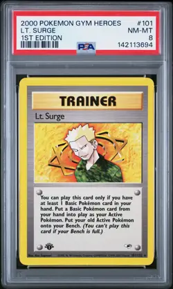 2000 POKEMON GYM HEROES 1ST EDITION #101 LT. SURGE PSA 8 - Image 1