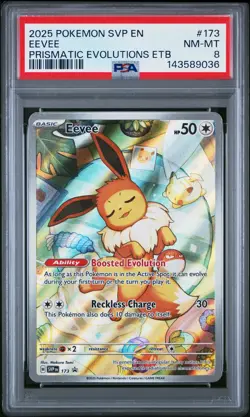 2025 POKEMON SVP EN-SV BLACK STAR PROMO #173 EEVEE PSA 8 - Image 1