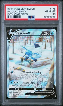 2021 POKEMON SWORD & SHIELD EVOLVING SKIES #175 FULL ART/GLACEON V PSA 10 - Image 1