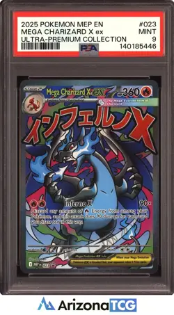 Pokemon 2025 Mega Charizard X ex 023 Ultra-Premium Collection PSA 9 - Image 1