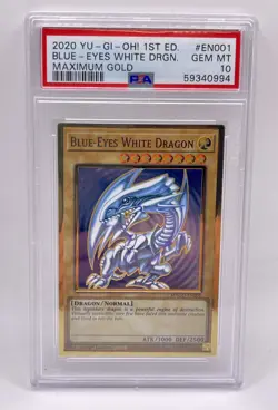 2020 Yugioh Blue Eyes White Dragon MAGO-EN001 Maximum Gold 1st Edition PSA 10 - Image 1