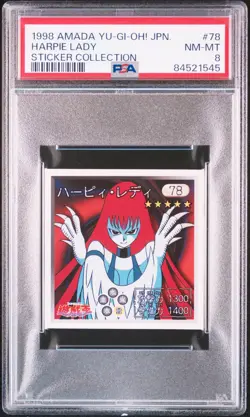 1998 AMADA YU-GI-OH! JAPANESE STICKER COLLECTION #78 HARPIE LADY PSA 8 - Image 1