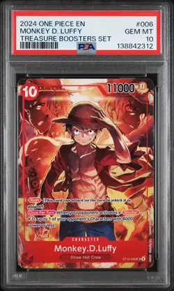 2024 ONE PIECE PROMOS TREASURE BOOSTERS SET #006 MONKEY D. LUFFY PSA 10 - Image 1