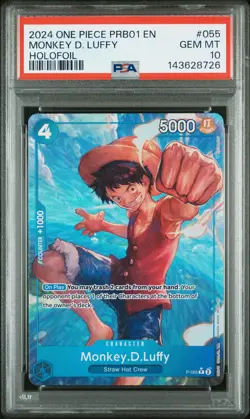 2024 ONE PIECE PRB01 FOIL #055 MONKEY D. LUFFY PSA 10 - Image 1