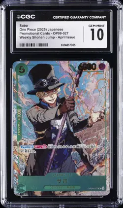 2025 ONE PIECE JAPANESE SHONEN JUMP APRIL ISSUE PROMO #OP09-027 SABO CGC 10 - Image 1
