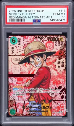 2025 ONE PIECE JPN CARRYING ON HIS WILL RED MANGA ALT ART MONKEY D. LUFFY PSA 10 - Image 1