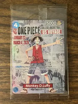 One Piece Monkey.D.Luffy US Voyage College Basketball Promo Card SEALED - Image 1