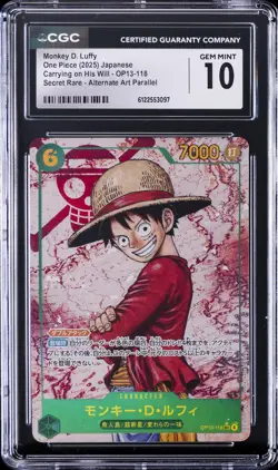 2025 ONE PIECE JPN CARRYING ON HIS WILL SR ALTERNATE ART MONKEY D. LUFFY CGC 10 - Image 1