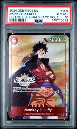 ONE PIECE 2024 MONKEY D. LUFFY OFFLINE REGIONALS PACK 2024 VOL.2 #001 PSA 10 - Image 1