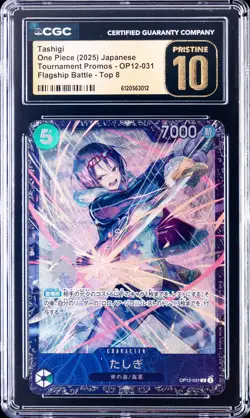 2025 ONE PIECE JPN FLAGSHIP BATTLE TOP 8 PROMO #OP12-031 TASHIGI CGC 10 PRISTINE - Image 1