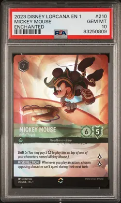 2023 DISNEY LORCANA EN 1-THE FIRST CHAPTER ENCHANTED #210 MICKEY MOUSE PSA 10 - Image 1