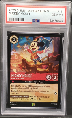 Disney Lorcana Mickey Mouse Brave Little Prince Legendary 111/204 Grade 10 - Image 1