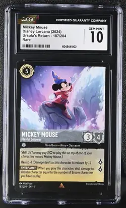 Disney Lorcana English Mickey Mouse Ursula's Return Rare CGC GEM 10 - Image 1
