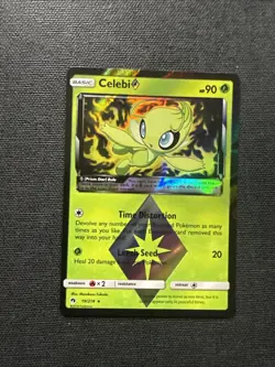 Celebi Prism Star Holo 19/214 2018 Sun & Moon Lost Thunder Pokemon Card NM- - Image 1