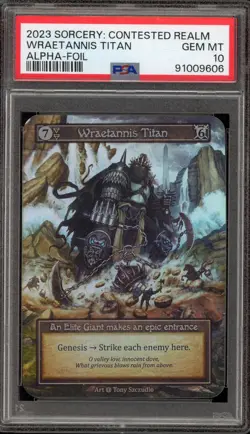 Sorcery: Contested Realm Wraetannis Titan Alpha Foil PSA 10 Gem Mint - Image 1