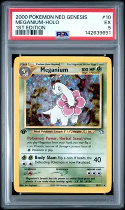 2000 POKEMON NEO GENESIS 1ST ED #10 MEGANIUM-HOLO PSA 5 - Image 1