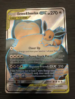 Pokemon Eevee & Snorlax GX TAG TEAM Ultra Rare Full Art Holo 171/181 NM+ - Image 1