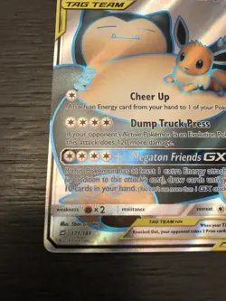 Pokemon Eevee & Snorlax GX TAG TEAM Ultra Rare Full Art Holo 171/181 NM+ - Image 3