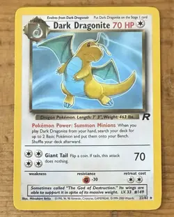 Pokemon TCG Dark Dragonite #22/82 Team Rocket Non Holo Vintage 1999-2000 - Image 1