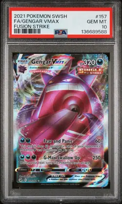 2021 POKEMON SWORD & SHIELD FUSION STRIKE #157 FULL ART/GENGAR VMAX PSA 10 - Image 1