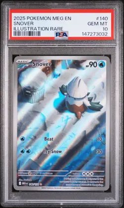 2025 POKEMON MEG EN-MEGA EVOLUTION ILLUSTRATION RARE #140 SNOVER PSA 10 - Image 1