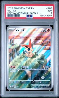 2025 POKEMON SVP UNOVA VICTINI ILLUSTRATION COLLECTION #208 VICTINI PSA 7 - Image 1