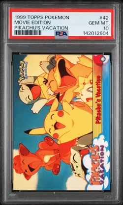 1999 TOPPS POKEMON THE MOVIE EDT PIKACHU'S VACATION #42 MOVIE EDITION PSA 10 - Image 1