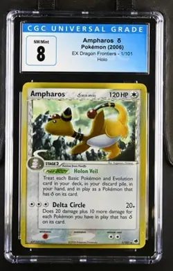 Pokemon Ampharos δ 2006 EX Dragon Frontiers 1/101 Holo CGC 8 - Image 1