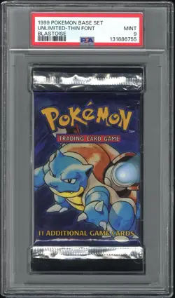 Pokemon 1999 Base Set Unlimited Thin Font Blastoise Booster Pack English PSA 9 - Image 1