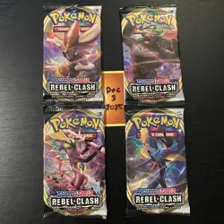POKEMON REBEL CLASH - 4x Booster Packs - Art Set - Factory Sealed - TCG - Image 1