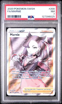 2020 POKEMON SWORD & SHIELD #200 FULL ART/MARNIE PSA 7 - Image 1