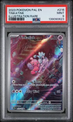 2023 POKEMON PAL EN-PALDEA EVOLVED ILLUSTRATION RARE #216 TINKATINK PSA 9 - Image 1