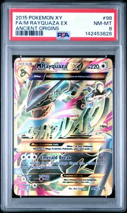 2015 POKEMON XY ANCIENT ORIGINS #98 FULL ART/M RAYQUAZA EX PSA 8 - Image 1