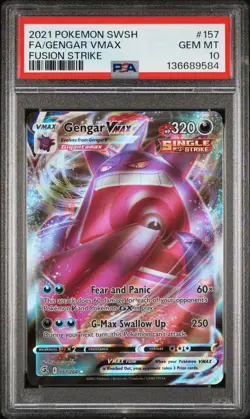 2021 POKEMON SWORD & SHIELD FUSION STRIKE #157 FULL ART/GENGAR VMAX PSA 10 - Image 1