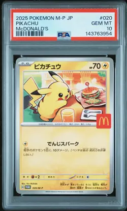 2025 POKEMON JAPANESE M-P PROMO MCDONALD'S #020 PIKACHU PSA 10 - Image 1