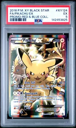 2016 POKEMON XY PROMO RED & BLUE COLLECTION FULL ART/PIKACHU EX PSA 5 - Image 1