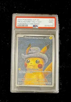 Pokemon Pikachu Grey Felt Hat #085 Promo Van Gogh promo PSA 9 - Chipped! - Image 1