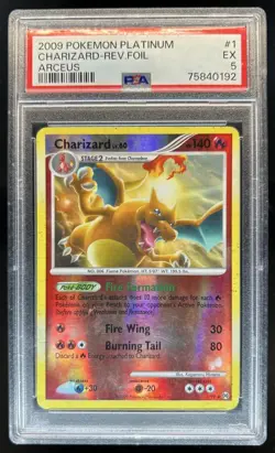 2009 Pokemon Platinum Arceus Charizard Reverse Holo #1/99 PSA 5 - Image 1