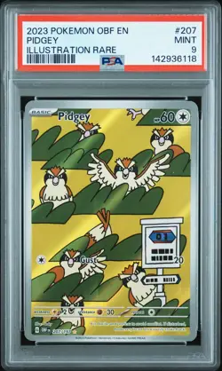 2023 POKEMON OBF EN-OBSIDIAN FLAMES ILLUSTRATION RARE #207 PIDGEY PSA 9 - Image 1