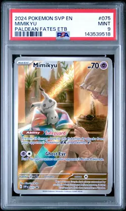 2024 POKEMON SVP PALDEAN FATES ELITE TRAINER BOX PROMO MIMIKYU PSA 9 - Image 1