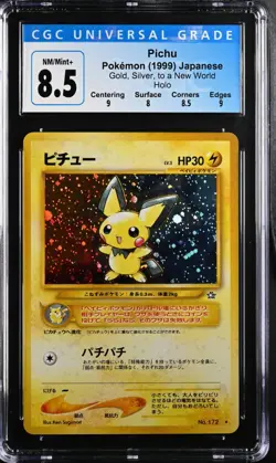 Pokemon 2000 Pichu Holo JP Gold, Silver, to a New World #172 CGC 8.5 - Image 1