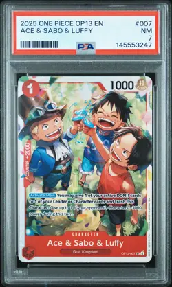 2025 ONE PIECE OP13-CARRYING ON HIS WILL #007 ACE & SABO & LUFFY PSA 7 - Image 1