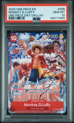 2025 ONE PIECE PROMOS ONE PIECE DAY DALLAS #006 MONKEY D. LUFFY PSA 10 - Image 1