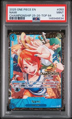 ONE PIECE 2025 NAMI CHAMPIONSHIP 25-26-TOP 64 PROMOS #050 PSA 9 - Image 1