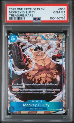 2025 ONE PIECE OP13-CARRYING ON HIS WILL TREASURE RARE MONKEY D. LUFFY PSA 10 - Image 1